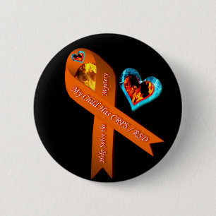 My Child Has CRPS RSD Fire Ice Hearts 6 Cm Round Badge