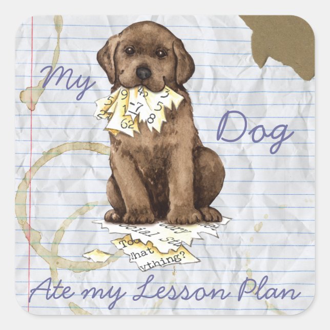 My Chocolate Lab Ate my Lesson Plan Square Sticker (Front)