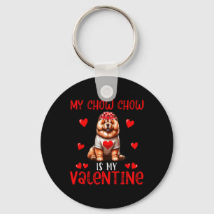 My Chow Chow Is My Valentine Hearts Costume Single Key Ring