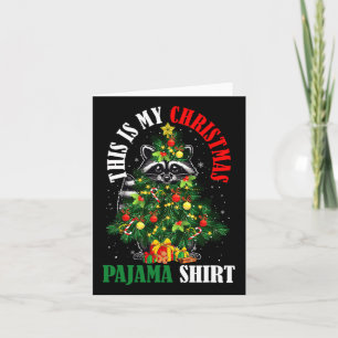 My Christmas Pajama Racoon As Xmas Tree Owner Kid Card
