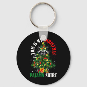 My Christmas Pajama Racoon As Xmas Tree Owner Kid Key Ring