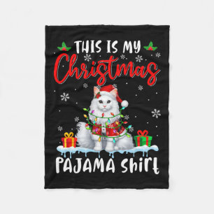 My Christmas Pajama Santa Cat Animals Xmas Lights Fleece Blanket
