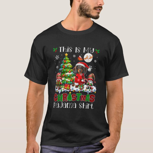 My Christmas Pajama Santa Dachshund Gnomes Xmas Ow T-Shirt (Front)