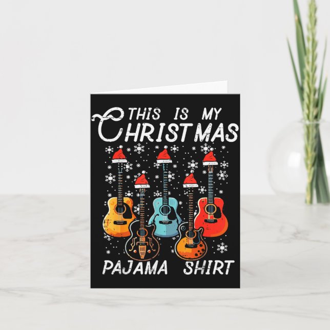 My Christmas Pajama Shirt Guitars Xmas Rock Men Bo Card (Front)