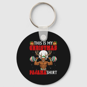 My Christmas Pajama Shirt Reindeer Muscle Weightli Key Ring