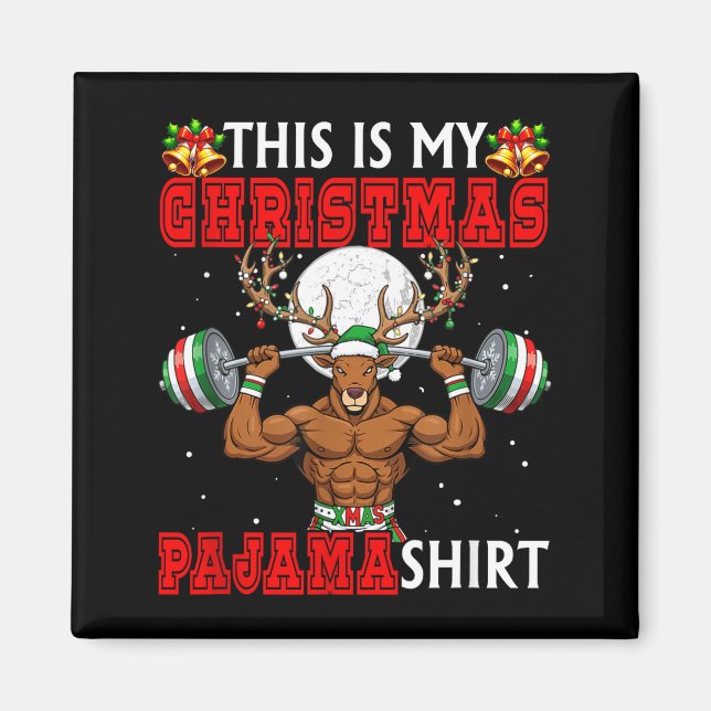 My Christmas Pajama Shirt Reindeer Muscle Weightli Magnet (Front)