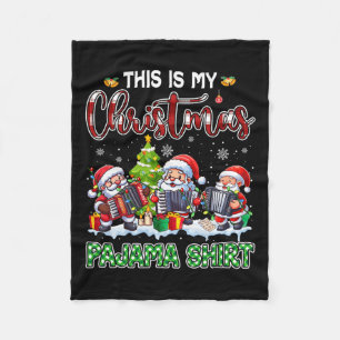 My Christmas Pajama Three Santa Playing Accordions Fleece Blanket