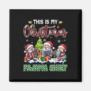 My Christmas Pajama Three Santa Playing Accordions Magnet