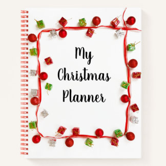 My Christmas Planner Modern Red and White Notebook