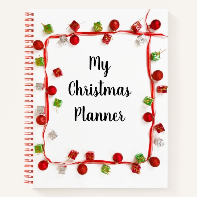 My Christmas Planner Modern Red and White Notebook (Front)