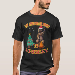 My Christmas Spirit Is Whiskey Funny Bear Campfire T-Shirt