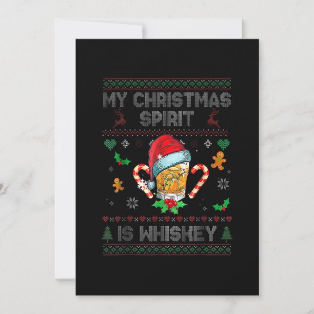 My Christmas Spirit Is Whiskey Ugly Sweater Xmas P Save The Date (Front)