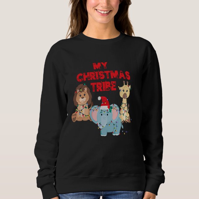 My Christmas Tribe Holiday Animals Sweatshirt (Front)