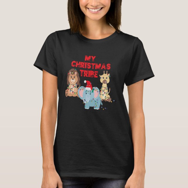 My Christmas Tribe Holiday Animals T-Shirt (Front)