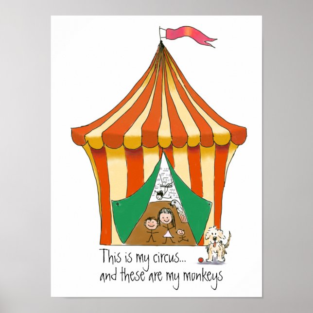 My Circus My Monkeys colourful cartoon illustratio Poster (Front)