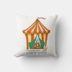 My Circus My Monkeys Funny Cartoon Cushion