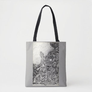 My city driven by fire into the sea. tote bag
