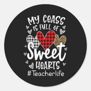 My Cl Is Full Of Heart Red Plaid Leopard Valent Classic Round Sticker