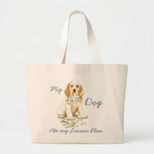 My Clumber Spaniel Ate My Lesson Plan Large Tote Bag