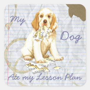 My Clumber Spaniel Ate My Lesson Plan Square Sticker
