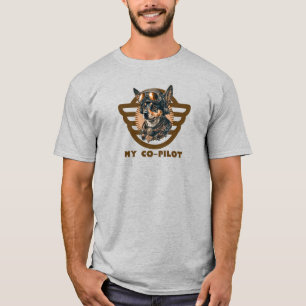 My Co-Pilot typography & Dog Pilot,Aviation Simple T-Shirt