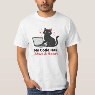 My Code Has Claws & Heart Black Cat Web Developer T-Shirt