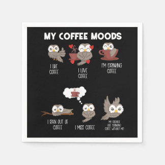My Coffee Moods Owl Gift Owl Lovers Coffee Gift Napkin