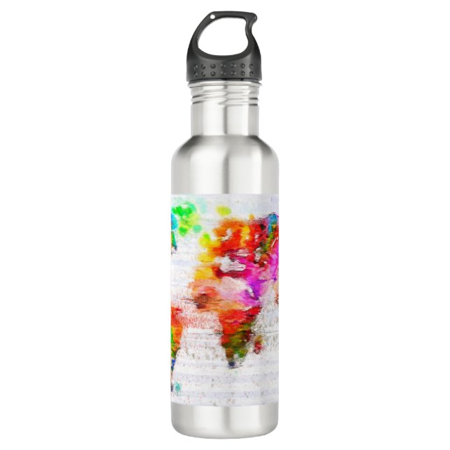 My Colour World Map 710 Ml Water Bottle (Front)