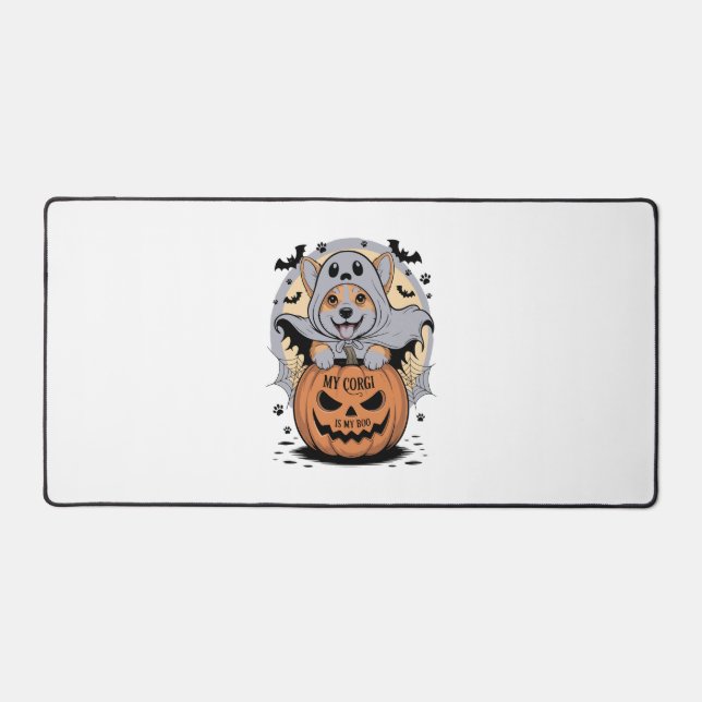 My Corgi is My Boo Halloween Desk Mat (Front)