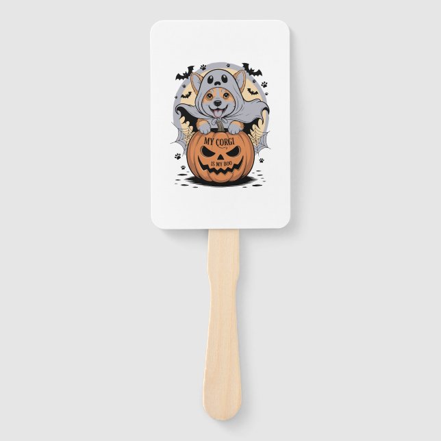My Corgi is My Boo Halloween Hand Fan (Front)