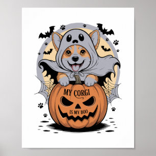 My Corgi is My Boo Halloween Poster