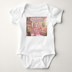 My Cosy World: Kawaii Girl & Plushies Nursery Art Baby Bodysuit