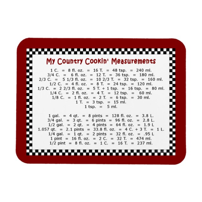 My Country Cookin' Measurements 4"x3" Photo Magnet (Horizontal)