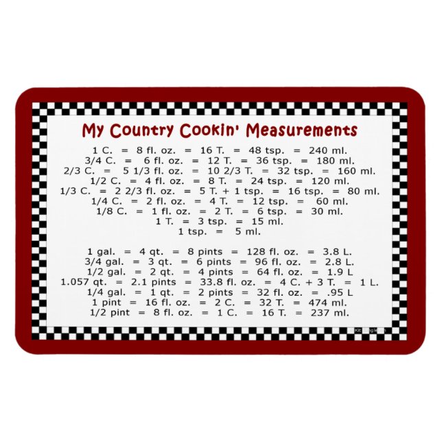 My Country Cookin' Measurements 6x4 Flex Magnet (Horizontal)