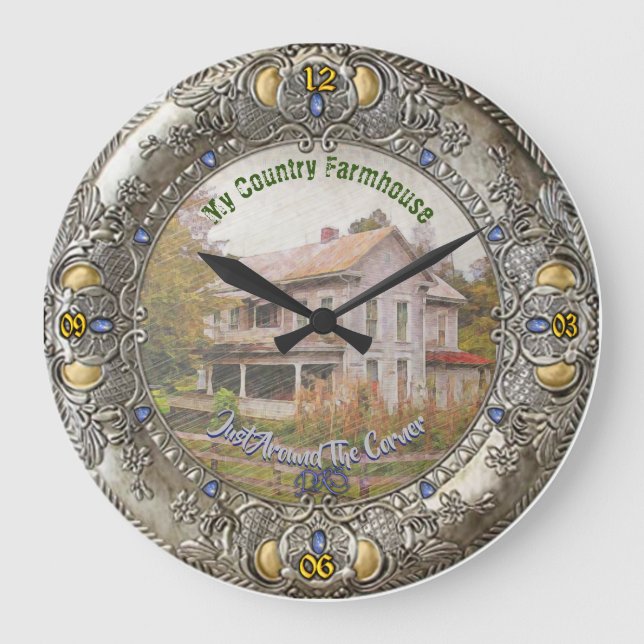 My Country Farmhouse Antique Silver Wall Clock (Front)