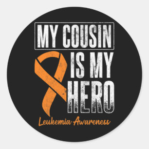 My Cousin My Hero Leukaemia Cancer Leukaemia Aware Classic Round Sticker