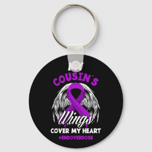 My Cousin's Wings Cover My Heart End Overdose Key Ring
