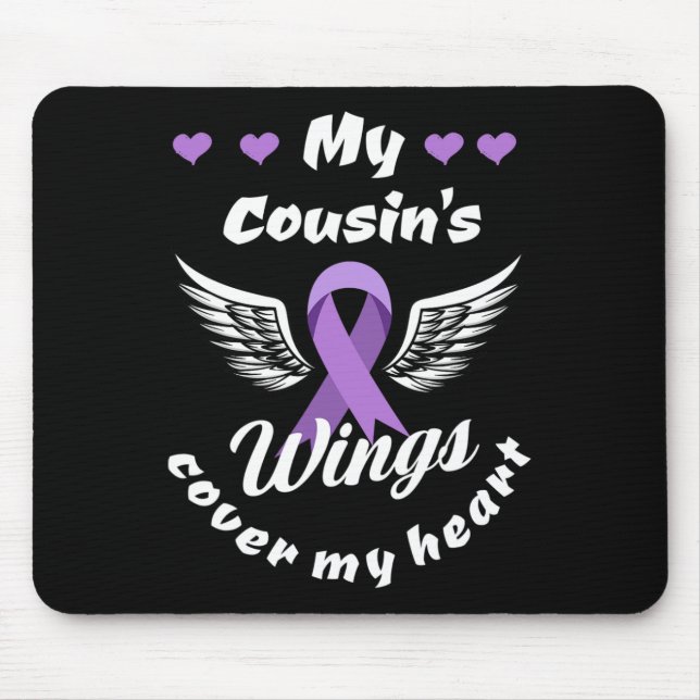 My Cousin's Wings Cover My Heart Overdose Awarenes Mouse Pad (Front)
