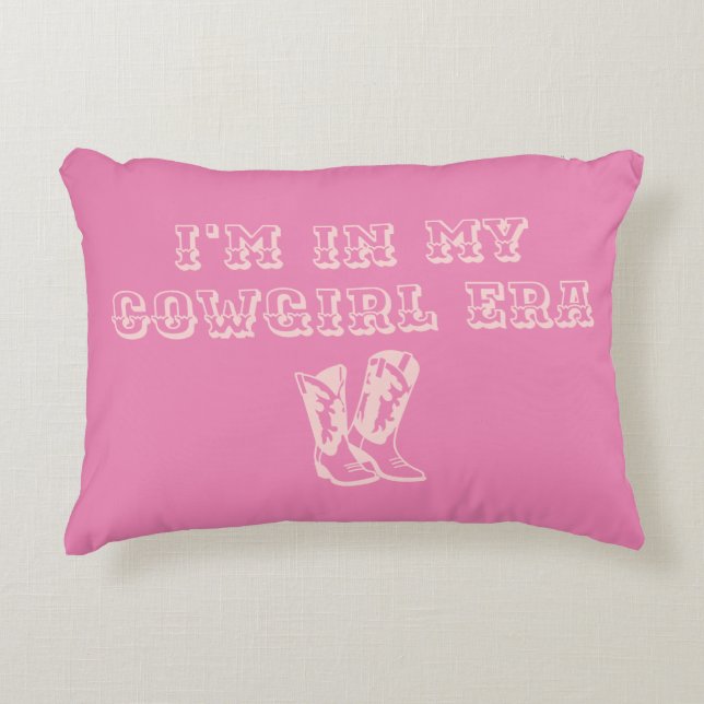  My Cowgirl Era | Retro Pink Cowgirl Boots  Decorative Cushion (Front)