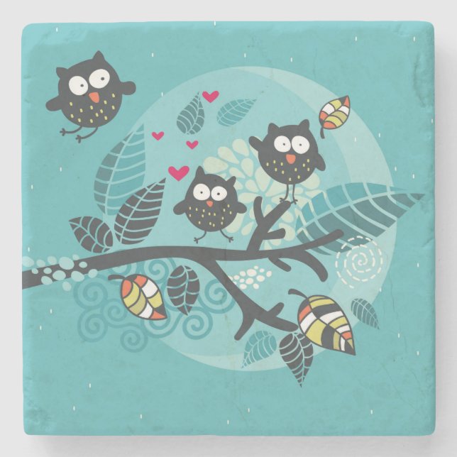 My crazy owl pet stone coaster (Front)