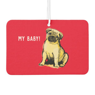 My cream coloured pug baby  car air freshener