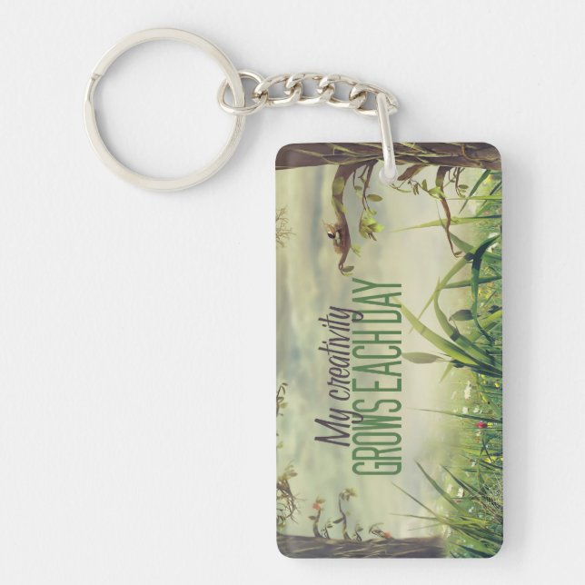 "My creativity grows" Motivation Affirmation Key Ring (Front)