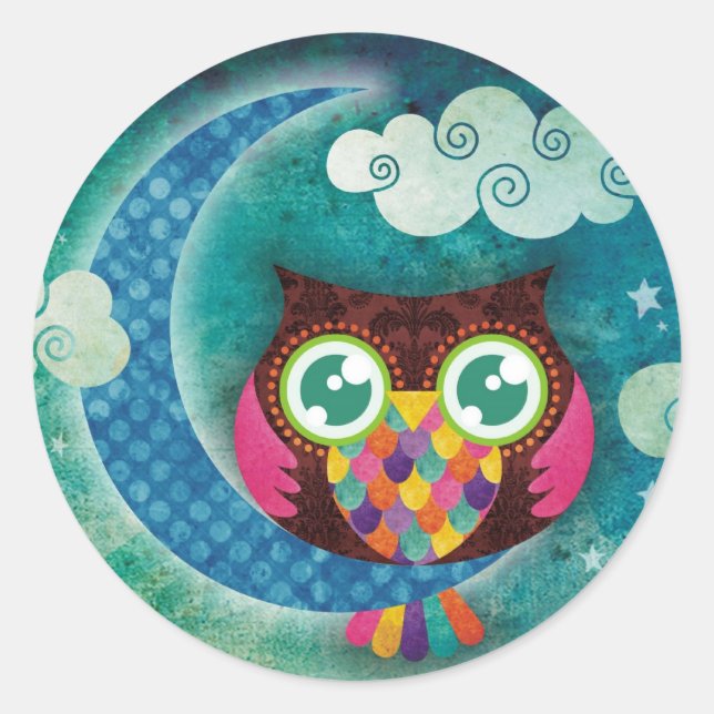 My Crescent Owl Classic Round Sticker (Front)