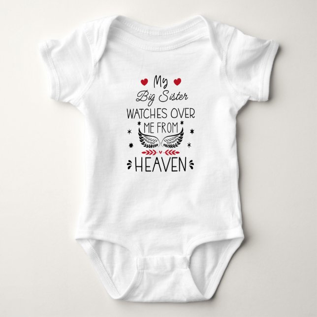My Custom Name Watches Over Me From Heaven Baby Bodysuit (Front)