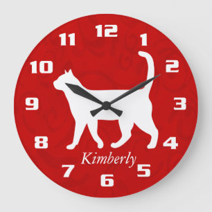 My Cute Cat Custom Add name Monogram Pet Large Clock