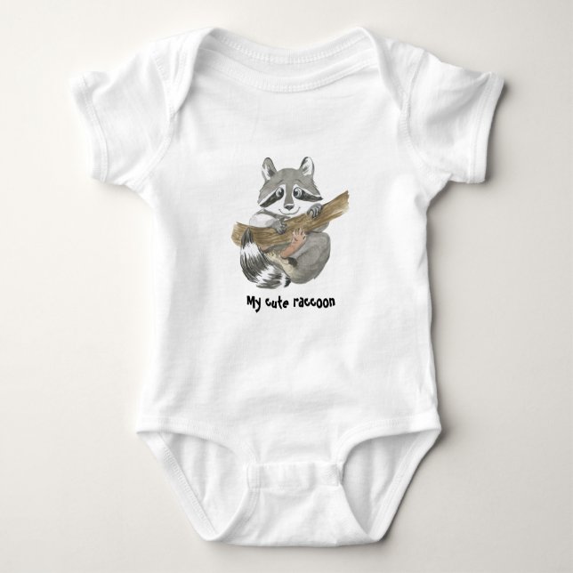 My cute Racoon  throw pillow Baby Bodysuit (Front)