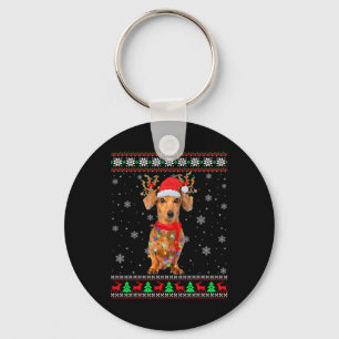 My Cute Ugly Christmas Pajama Shirt Dachshund Dog Key Ring