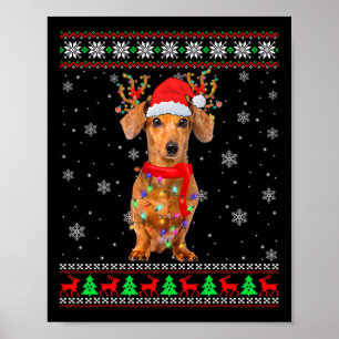 My Cute Ugly Christmas Pajama Shirt Dachshund Dog  Poster