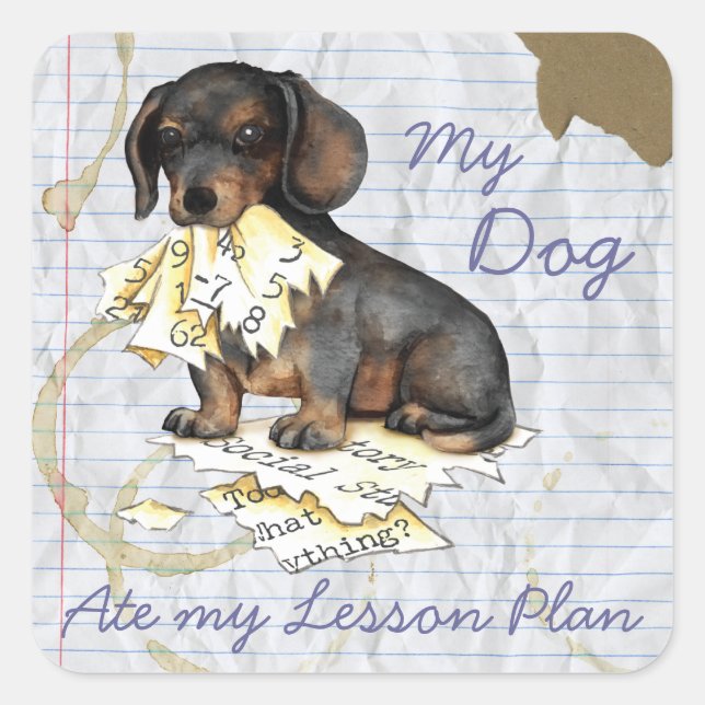 My Dachshund Ate My Lesson Plan Square Sticker (Front)