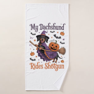 My Dachshund Rides Shotgun Bath Towel